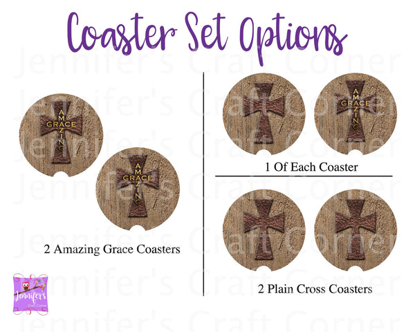 Amazing Grace Cross Car Coasters