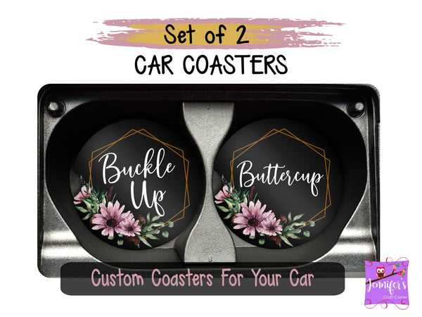 Buckle Up Buttercup Car Coaster Set