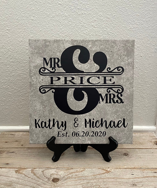 12x12 Mr & Mrs Last Name Personalized Tile