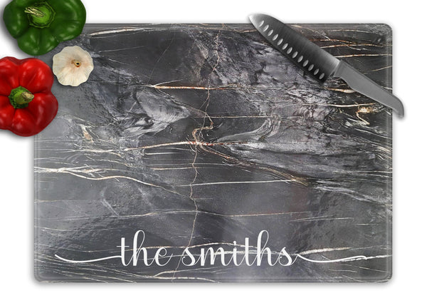 Personalized Bottom Marble Glass Cutting Board