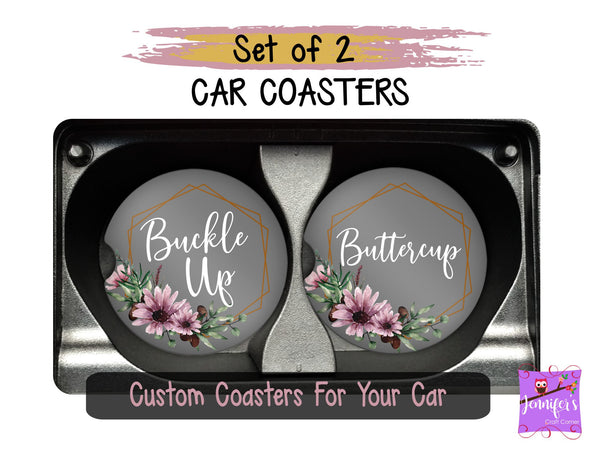 Buckle Up Buttercup Car Coaster Set