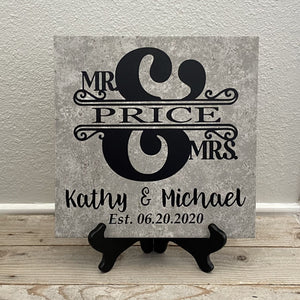 12x12 Mr & Mrs Last Name Personalized Tile