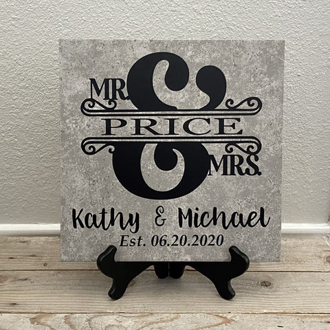 12x12 Mr & Mrs Last Name Personalized Tile