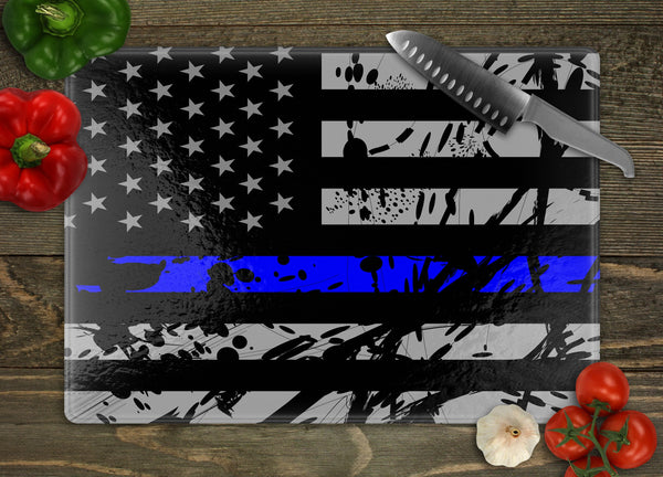 Flag with Blue Line Personalized Cutting Board