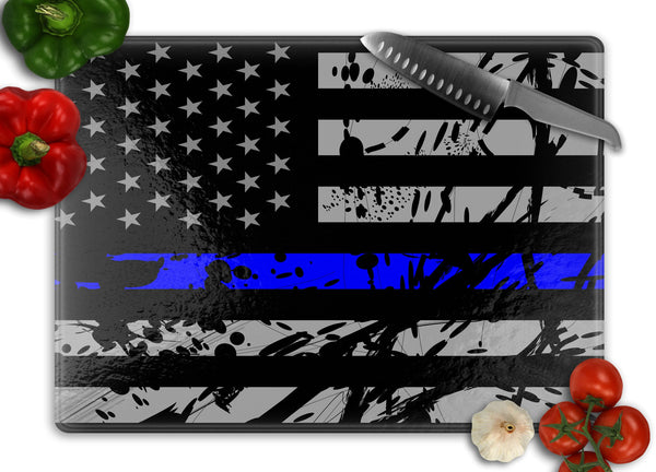 Flag with Blue Line Personalized Cutting Board