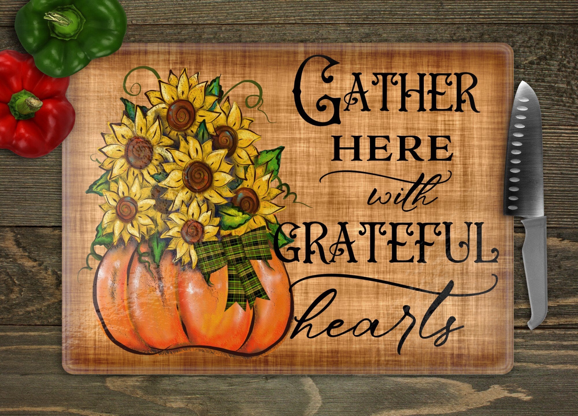 Gather Here Fall Glass Cutting Board