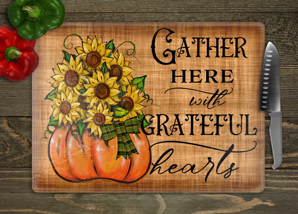Gather Here Fall Glass Cutting Board