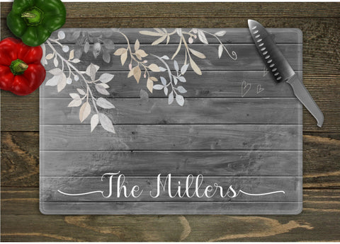 Leaves Personalized Glass Cutting Board