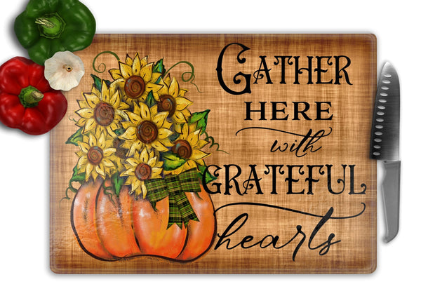 Gather Here Fall Glass Cutting Board