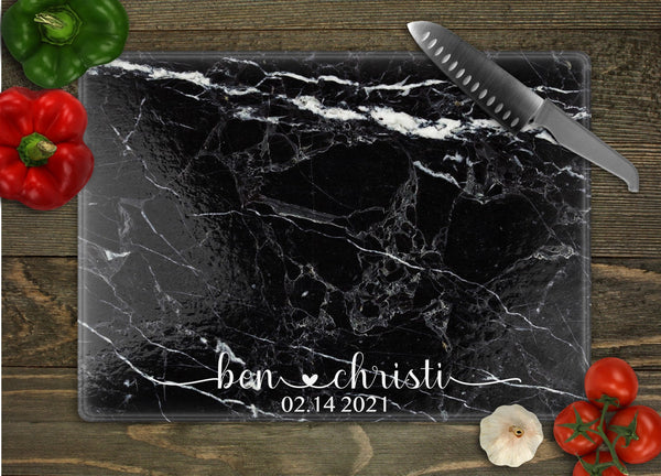 Personalized Bottom Marble Glass Cutting Board