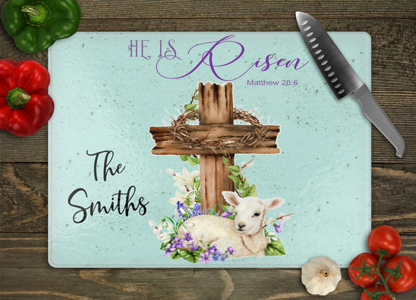 He Is Risen Personalized Cutting Board