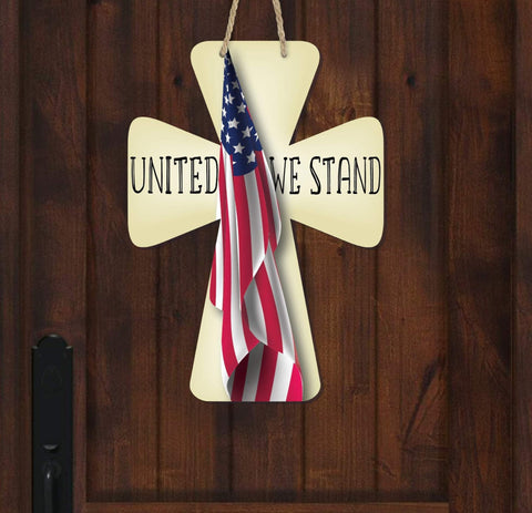 United We Stand American Flag Cross