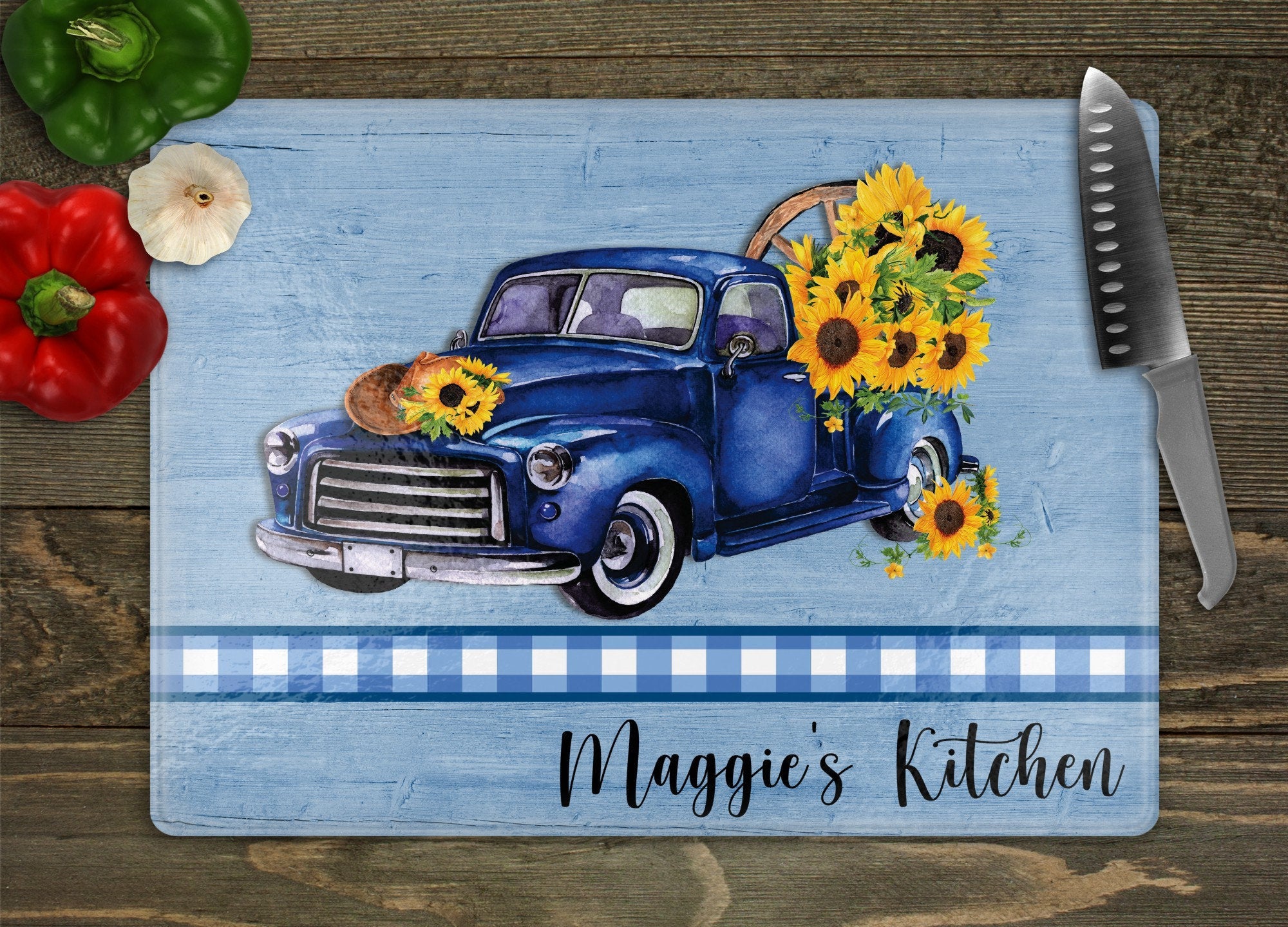 Blue Truck Personalized Cutting Board