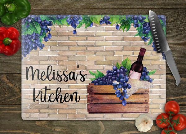 Grape Personalized Glass Cutting Board