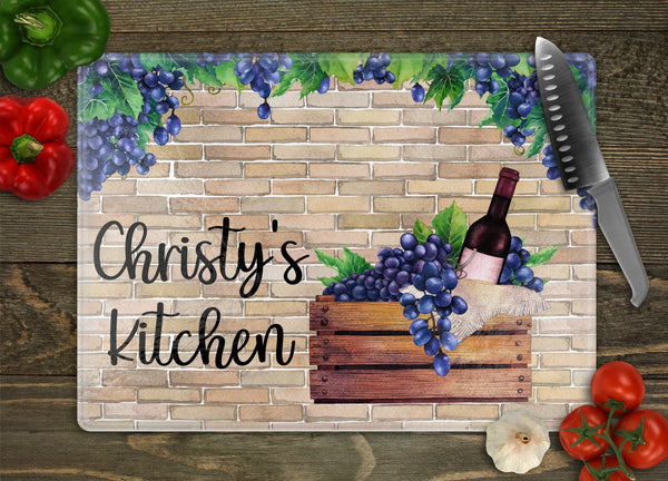 Grape Personalized Glass Cutting Board