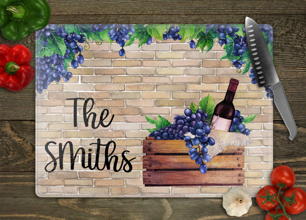 Grape Personalized Glass Cutting Board