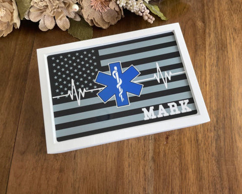 Personalized Paramedic Keepsake Box - Gift for Husband, Nightstand Box, Change and Wallet Box