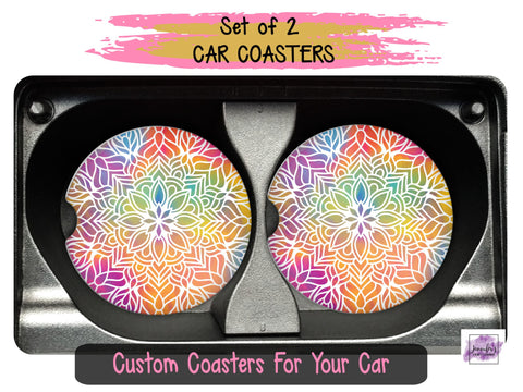 Mandala Decor Car Coaster Set