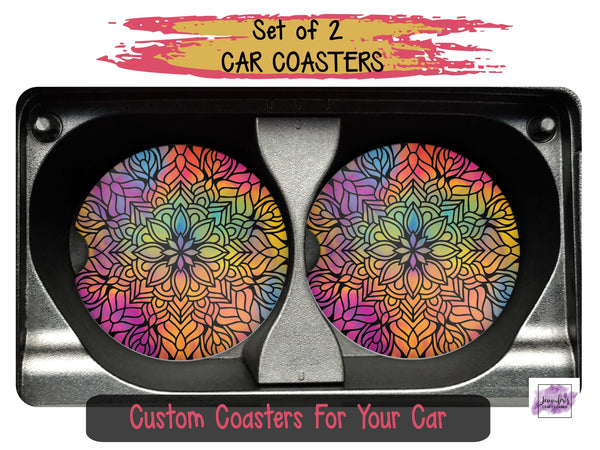 Mandala Decor Car Coaster Set