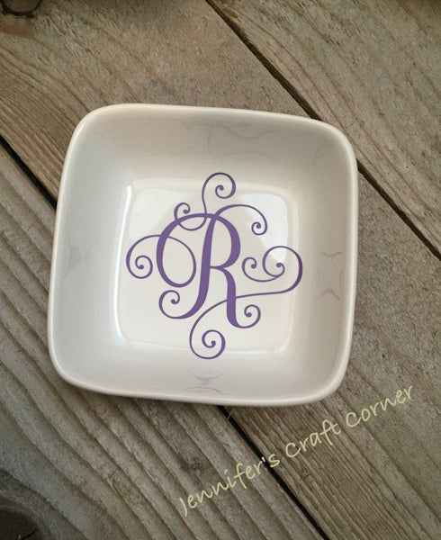 Single Initial Personalized Jewelry Dish