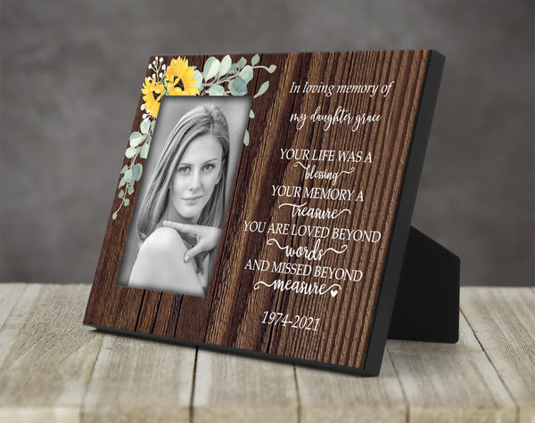 Personalized Picture Frame "Your Life Was A Blessing" - Memorial for Loved one, Remembrance Frame