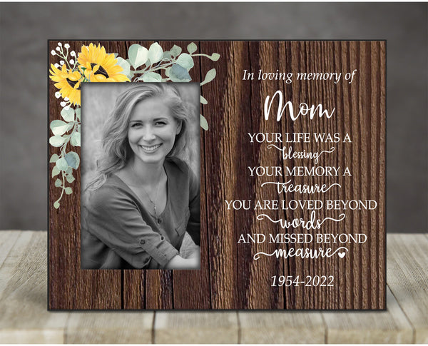 Personalized Picture Frame "Your Life Was A Blessing" - Memorial for Loved one, Remembrance Frame