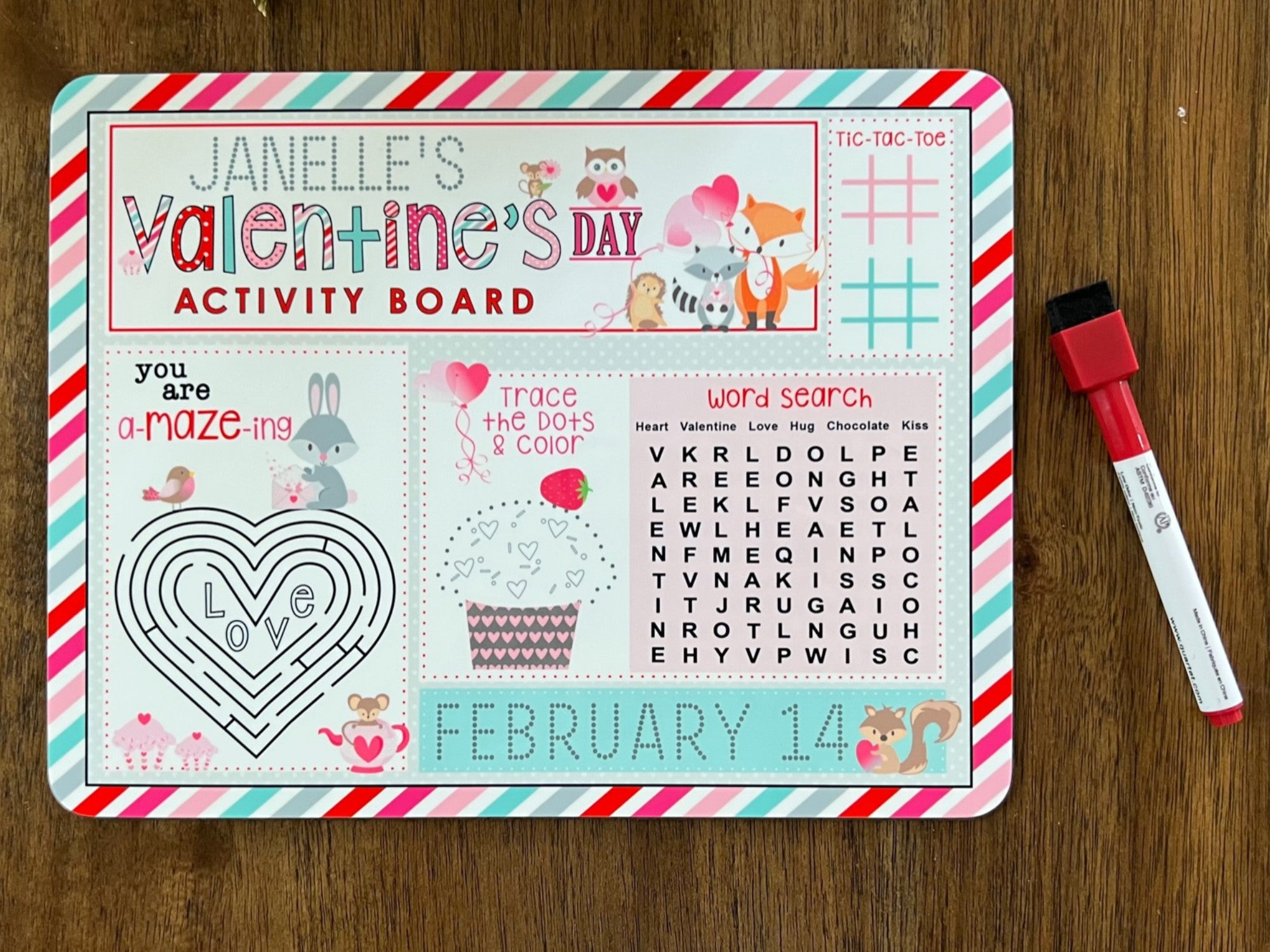 Personalized Valentine's Activity Dry Erase Board